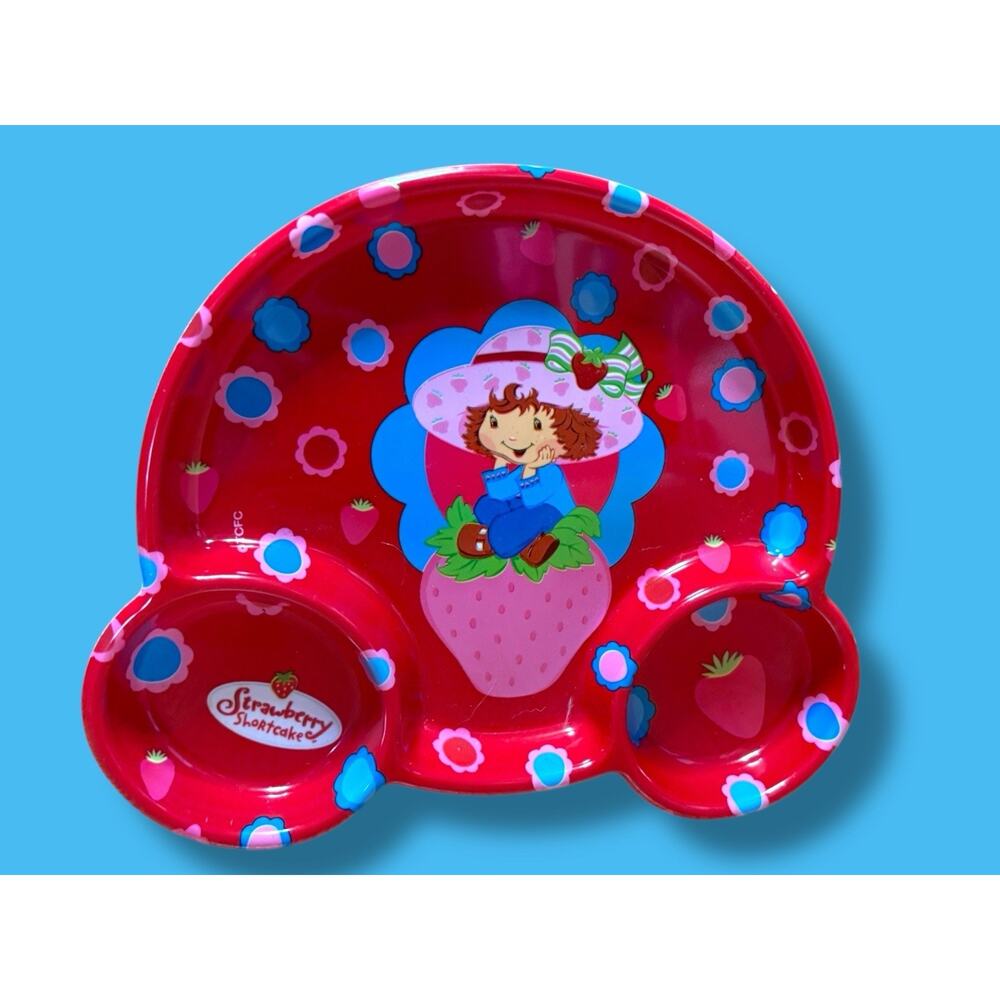 Y2K Strawberry Shortcake Divided Plate Vintage Deadstock 2004 10”x9”